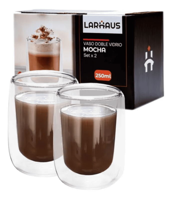 LARHAUS TAZA MOCHA BARISTA DOBLE VIDRIO 250CC