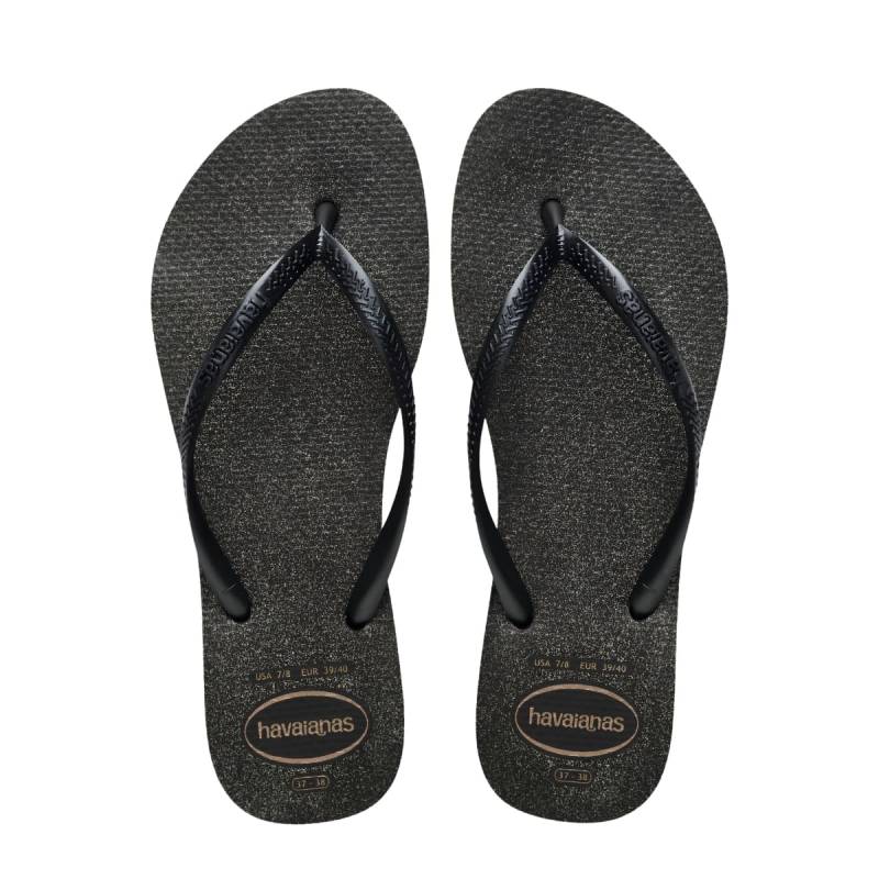 Havaianas Ojotas Slim Gloss Negro Plata