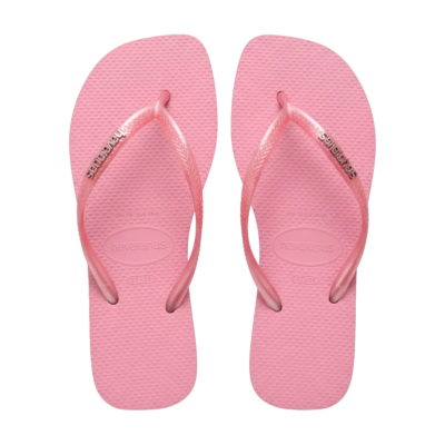 Havaianas Ojotas Slim Square Logo Metallic Rosa