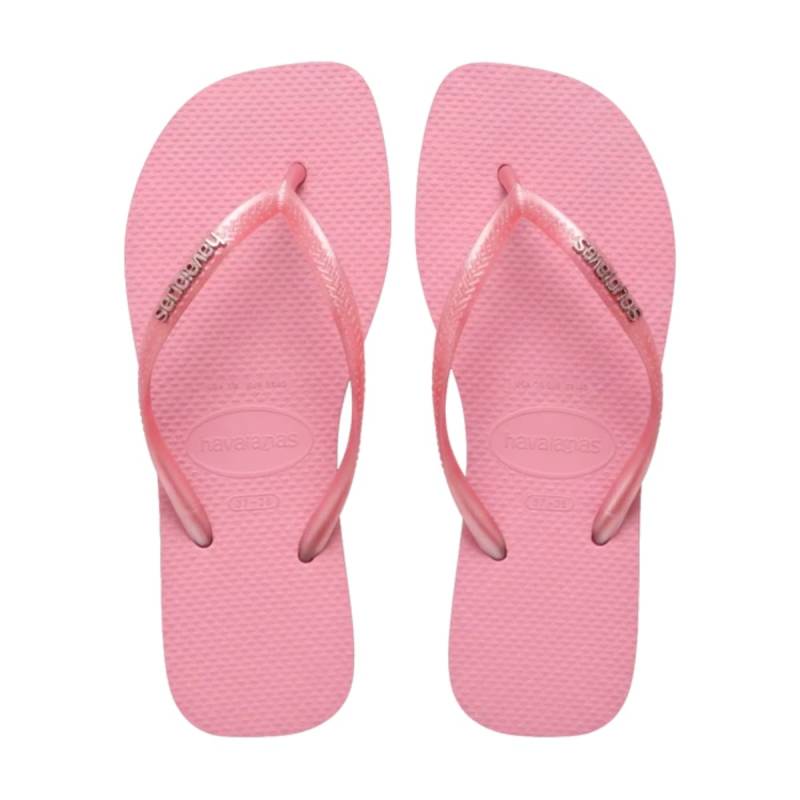 Havaianas Ojotas Slim Square Logo Metallic Rosa