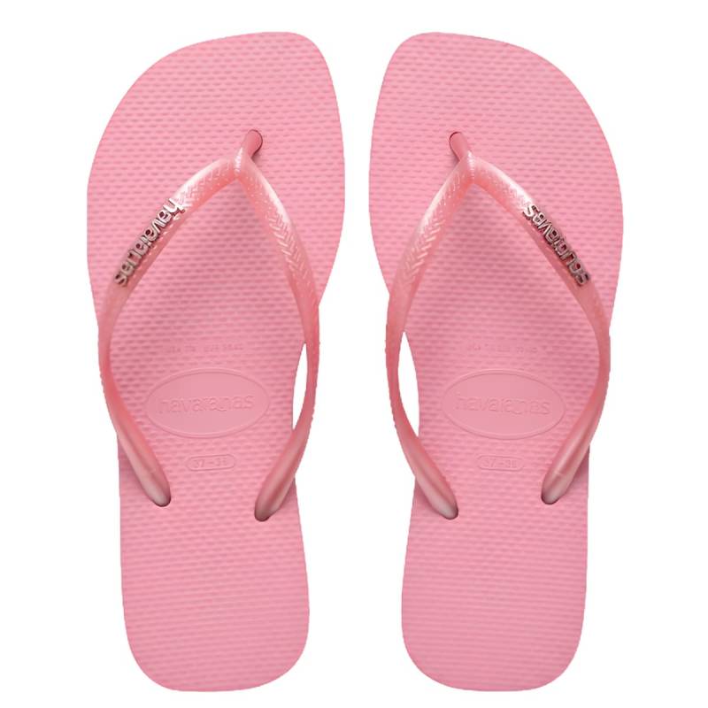 Havaianas Ojotas Slim Square Logo Metallic Rosa