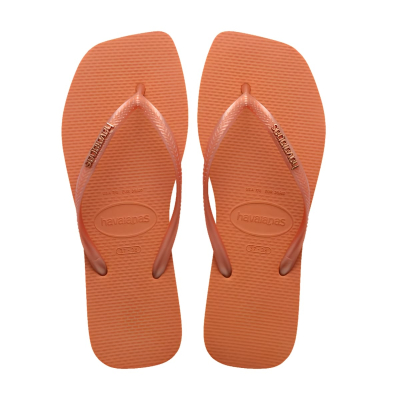 Havaianas Ojotas Slim Square Logo Metallic Naranja Begonia