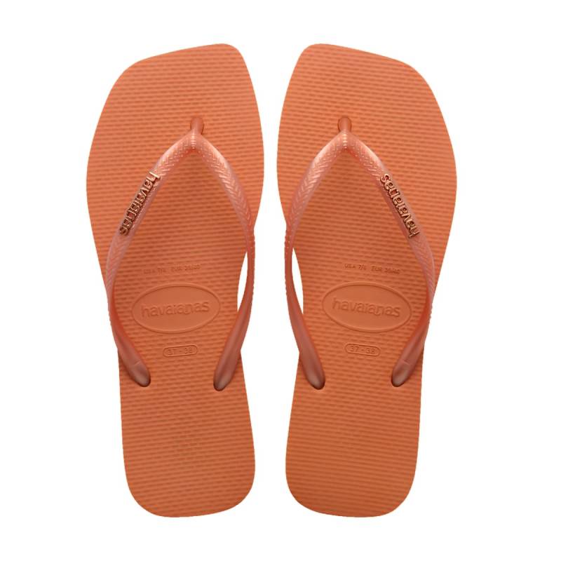 Havaianas Ojotas Slim Square Logo Metallic Naranja Begonia