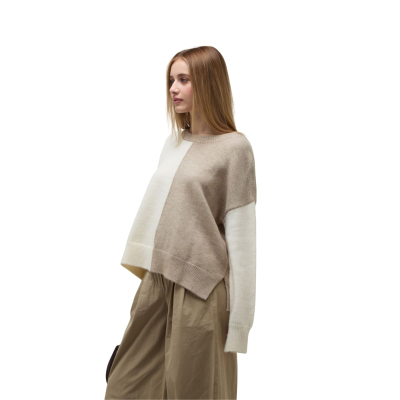 OJOROJO SWEATER BICOLOR OFFWHITE BLANCO MARRON